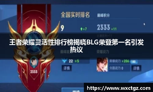 王者荣耀灵活性排行榜揭晓BLG荣登第一名引发热议